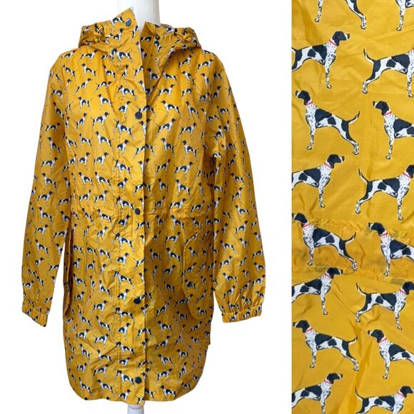 Joules Golightly Printed Waterproof Packaway Dog Print Rain Jacket size 10 - Picture 1 of 7